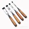 Herramienta para trabajar la madera formón interior y exterior semicírculo Mango de haya Traje de 4 piezas de formones de acero para carpintería Ranurado semicircular multifuncional