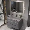 Nuevo Modelo Gabinete de Baño con Lavabo Extra Grande Integrado, Tocador de Baño, Lavabo, Juego de Gabinete con Lavabo de Placa de Roca para Baño