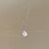 Colar de concha rosa doce de verão para mulheres, design único, corrente delicada para a clavícula, acessório pequeno e requintado para fotos na praia