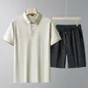Conjunto de Camiseta de Manga Corta y Shorts de Verano para Hombres Jóvenes y de Edad Media, Polo Casual de Algodón Hielo y Pantalones