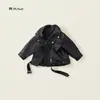 Chaqueta de Cuero de Solapa Grande de Manga Larga para Niñas 2025 Otoño Nuevo Estilo Coreano Chaqueta de Motocicleta para Niños y Niños de Mediana Edad