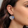 Pendientes Americanos de Venta Caliente Transfronterizos del Día de la Independencia, Pendientes Europeos y Americanos del 4 de Julio con Forma de Corazón, Pedrería, Accesorios Personalizados para Mujeres