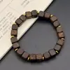 Pulseira de madeira quadrada de ébano natural, estilo chinês, para presente de casal. Pulseira feita à mão em madeira, modelo Chen Gui Bao Medicine.