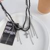 Colar Europeu e Americano Transfronteiriço com Franjas Cruzadas Y2K Menina Picante Cristal Beads Camadas Gargantilha Design de Nicho Acessório