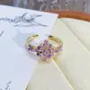 Anel Aberto Gota de Óleo Esmaltado Luz Luxo Alto Padrão Anel Caixa Cega Ao Vivo Vintage Estilo Palácio Flor