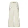 Jeans retro americanos con diseño de hebilla de metal para mujer, nuevo estilo callejero de otoño, pantalones sueltos y casuales de longitud hasta el suelo