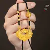 Puzuo Retención de Color Fuerte Arena Dorada Arena Plateada Dos Tonos Flor de Carpa Candado Ruyi Flor de Loto Cuerda Tejida Collar Cadena de Suéter Estilo Chino