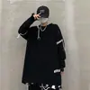 Suéter de calle de alto diseño tejido rasgado agujeros cosidos estilo perezoso para hombre otoño e invierno suéter de hip-hop americano cuello redondo