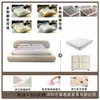 Cama moderna minimalista de algodón y lino con cabecero envolvente, cama de lujo ligero estilo crema para dormitorio principal, cama de diseño escandinavo de moda en internet con cabecero suave
