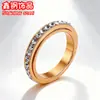 Suministro Directo del Fabricante Venta Caliente Transfronteriza Anillo Giratorio Circular de Diamante de 4 mm para Mujer Joyería de Mano Completamente Diamantada de Acero Inoxidable