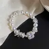 Pulseira de Zircônia Coração de Amor Pérola Fashion Versátil Toque de Luxo Leve High-End Design de Nicho Elegante Exquisito Joia de Mão