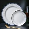 Mesa de Hotel de Lujo Plato con Patrón de Rama y Hoja de Cerámica Tazón Cuchara Restaurante de Lujo Hotel Vajilla de Desinfección Juego de Tres Piezas