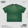 Camiseta Lavada Vintage Estilo Americano para Hombre Ckx con Efecto Degradado Desgastado, Camiseta de Manga Corta para Hombre de Algodón Puro.