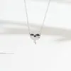 Colar Europeu e Americano de Coração Plissado em Aço Titânio Design de Nicho Feminino Borla de Diamante Coração de Pêssego Elegante Versátil Colar de Clavícula