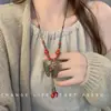 Estilo Étnico Retro Hecho a Mano Cerámica Mariposa Colgante Collar Mujer Nuevo Nuevo Chinoiserie Cadena Larga de Perlas Accesorios para Sudadera