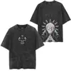 Camiseta Oversize Lavada de Corte Holgado con Dibujos Animados Clásicos Japoneses
