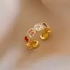 Pulsera tipo tirador cuadrada de circón Colorida Nicho Sentido de Diseño Exquisito Pulsera Simple Moda Sentido de Alta Gama Joyería de Mano para Mujeres