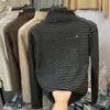 Ropa interior térmica de forro polar para niñas con cuello semi-alto, nueva colección Otoño/Invierno, ropa interior casual de otoño, top a rayas cálido para niñas