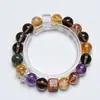 [Caminho Curvo para o Abismo] Pulseira de Cristal Branco Natural Feminina Mais Fácil de Combinar Citrino Ouro Negro Super Sete Cristal com Fios Verdes Pulseira Atacado