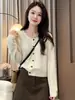 Cárdigan de Punto de Manga Larga Estilo Coreano, Suave y Elegante para Mujer, Botones Rojos, Adelgazante, Rejuvenecedor, Top Casual Versátil