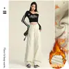 Jeans de Pierna Ancha Sueltos Versátiles para Otoño e Invierno Pantalones Rectos de Cintura Alta Ajustados para Mujer