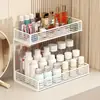 Prateleira de armazenamento de cosméticos para uso doméstico, organizador de mesa para produtos de skincare e batons, prateleira de bancada para banheiro