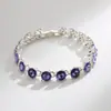 Pulseira de Alta Qualidade Pulseira de Cristal Azul Pulseira Europeia e Americana Acessível Luxo Elegante Estilo Frio Pulseira de Liga Leve Feminina Fábrica Atacado