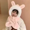 Sombrero y Bufanda de Peluche Todo en Uno para Niños para Otoño e Invierno, Sombrero con Protección para las Orejas para Niños, Conjunto Lindo de Dos Piezas de Dibujos Animados para Niñas