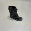 Sapatos Femininos Estilo Coreano Sandálias com Fivela de Cinto Femininos 2026 Novos Primavera e Verão Cano Curto Tira nos Dedos Estilo Motociclista Botas Versáteis Couro Camurça