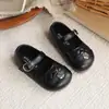 Zapatos Mary Jane de colores contrastantes para niños, zapatos planos bajos con estampado de diamantes para niñas de primavera y otoño, zapatos pequeños de cuero modernos y versátiles