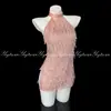 Yeqin lingerie sexy estilo francês vestido com franjas e fenda lateral para mulheres, gola halter, estilo socialite elegante qqny roupa de garota quente 7824