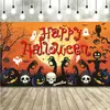 Decoración de Fondo de Calabaza de Bruja Esqueleto de Halloween Transfronteriza Decoración de Atmósfera de Horror al Aire Libre Tela Colgante