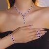Set de Collar y Aretes de Lujo Europeo y Americano con Brillantes Flores de Diamantes Completos Collar y Aretes de Alta Gama Set de Tres Piezas Joyería Nupcial