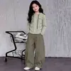 Conjunto de Dos Piezas de Cárdigan de Punto con Capucha para Niñas Primavera y Otoño 2026, Atuendo Elegante Casual con Pantalones Curvos para Niñas Mayores en Otoño