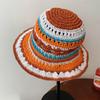 Sombrero de paja tejido con recortes y bloques de color francés para mujer, ideal para vacaciones en la playa, con protección solar y ala ancha, ideal para pescador.