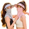 Mascarilla de Protección Solar para Mujer 2026 Nuevo Verano Protección UV Seda Helada Facekini Sombrero y Mascarilla Combinados para Sombrear al Aire Libre