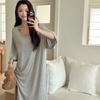 Camisola Estilo Coreano para Mulheres no Verão Modal High-End Cor Sólida Simples Casual Tamanho Grande Pijama Solto e com Efeito Emagrecedor Pode Ser Usado Fora