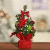 Mini Árbol de Decoración Navideña Adorno Navideño Árbol Decorativo Delicado con Árbol de Navidad Dorado Rojo Azul