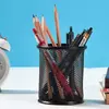Porta-Caneta Metal Vazado Redondo Porta-Canetas Papelaria Estudante Suprimentos de Escritório para Mesa Ornaments de Armazenamento Papelaria de Escritório Atacado