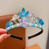 Diadema Corona para Niñas Frozen Elsa Diamante Azul Perla Diadema Primavera y Verano Vestido de Actuación Accesorios para Disparos