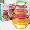 Conjunto de Tigelas de Vidro com Tampa para Venda por Atacado, Recipientes de Armazenamento de Vidro de Alta Temperatura de Grau Alimentício para Armazenamento na Geladeira Doméstica