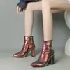 Novas botas britânicas de outono e inverno com lantejoulas, bico fino, curtas, estilo cavaleiro, botas de salto alto grosso 33-43 desejo botas de comércio exterior