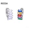 Pendientes de diamantes cuadrados europeos y americanos, temperamento femenino, moda de cobre lleno de diamantes, circonitas, dulces y frescos pendientes de diamantes de colores brillantes.