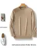 Suéter de Lana 100% para Hombre Cuello Redondo Otoño e Invierno Casual de Negocios Punto de Alta Calidad Peinado Anti-Arrugas Ajuste Delgado para Hombre