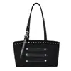 Bolso de hombro tipo tote grande transfronterizo para mujer, un bolso de mano elegante y versátil, con un diseño retro de gamuza