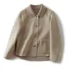 Chaqueta Corta de Lana de Doble Cara con Solapa, Estilo Lujo Sencillo, Nueva Colección Primavera y Otoño para Mujer, Temperamento, Moda, Holgada, Versátil, Top