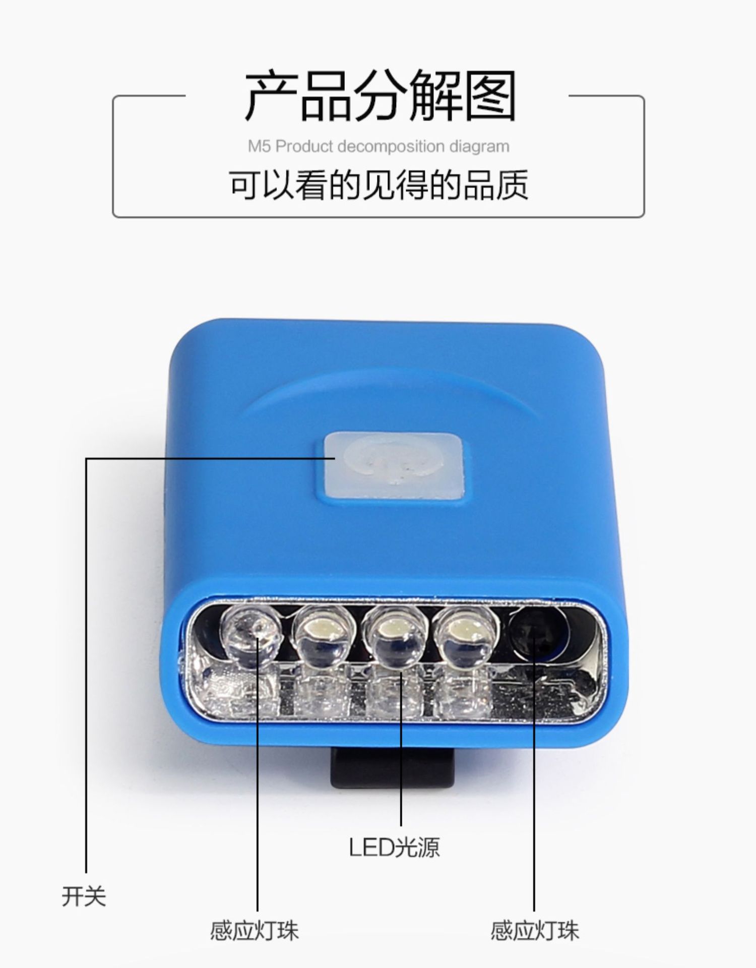 充电感应帽檐灯