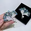 Broche Folha de Ginkgo e Gipsofila Tesouro Azul Verde Zhizhen 8-9mm Pérola de Água Doce Broche Exquisito com Belo Significado