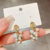 Pendientes de Abalorios Vintage de Uva de Lujo Ligero para Mujer, Pendientes con Pasador de Plata de Turquesa Natural, Pendientes Vintage Antiguos para el Día a Día