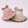 Chapéu de Pescador Puro Algodão Japonês para Bebê Chapéu de Bacia Renda Princesa Chapéu de Tecido para Bebê Estilo Universitário Chapéu de Sol